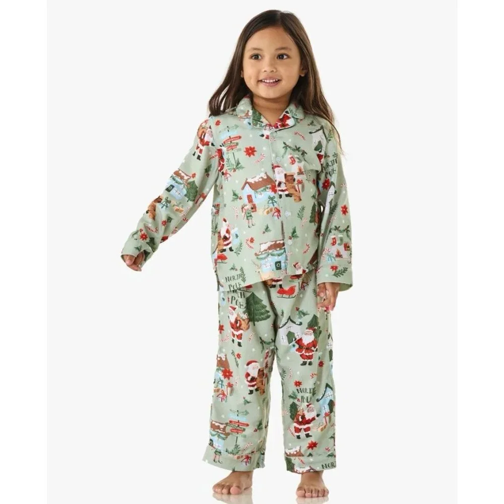 POTTERY BARN KIDS‎ Candy Cane Village Flannel Pajama Set Kids Size 6 NEW Holiday